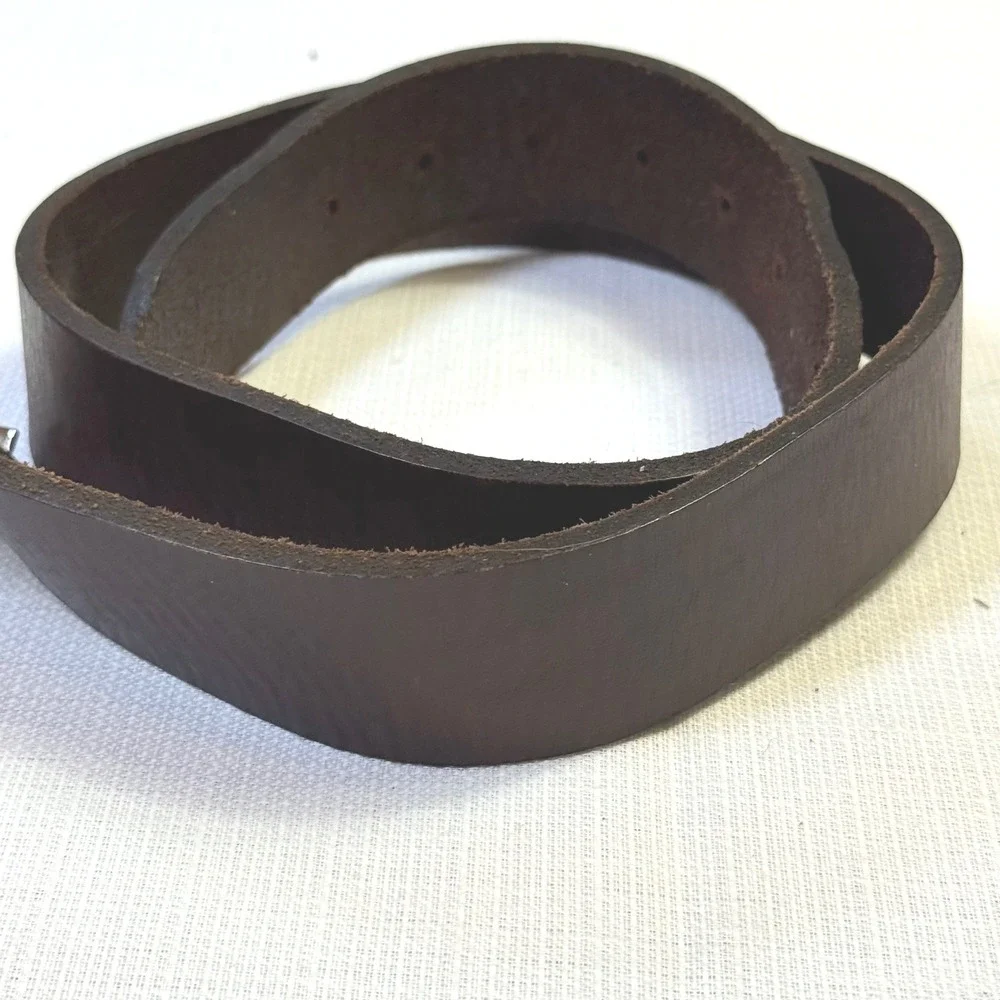 Obscure Men's Leather Belt Size 32 Silver Buckle Casual  Belt Dark Brown READ